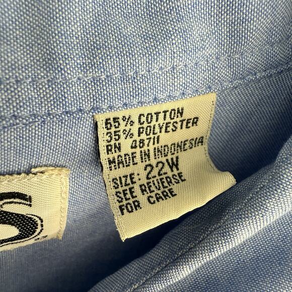 Falls Creek Christmas Embroidered Button Up Shirt Chambray size 22W Vintage - Picture 7 of 9